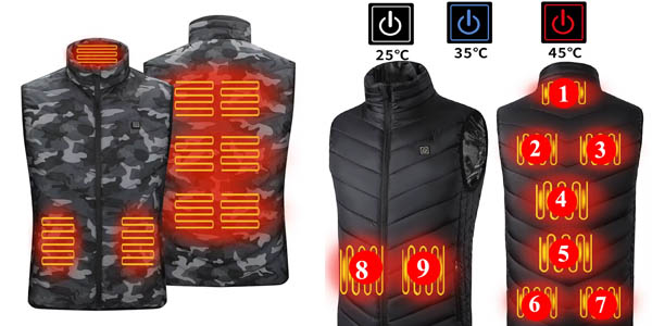 Chaleco calefactable de 9 zonas