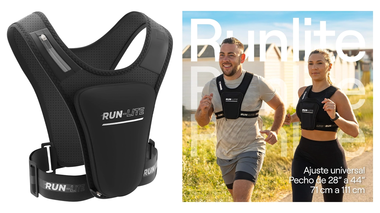 chaleco de running con huecos para smartphone, hidratación