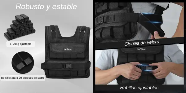 Chaleco lastrado ajustable DH FitLife de 20 kilos
