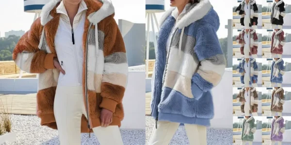 Chaqueta de felpa grande abrigada y mullida para mujer