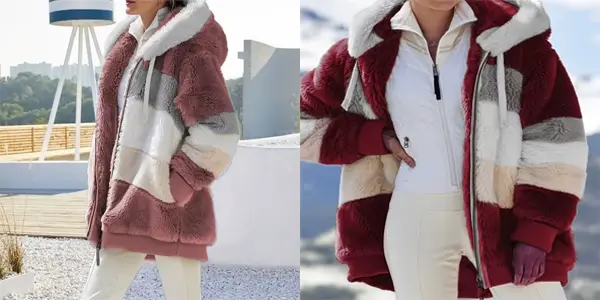 Chaqueta de felpa grande abrigada y mullida para mujer