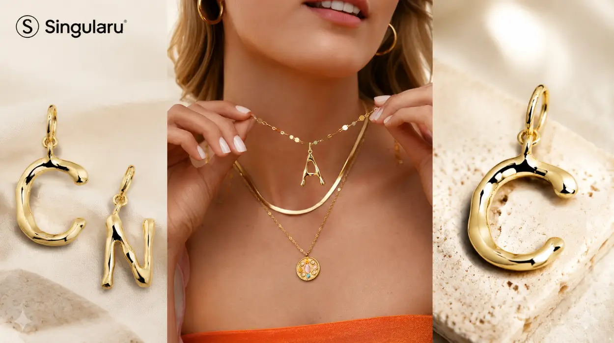 Colgante de letra Singularu Charm Letter XL con baño de oro de 18 kt