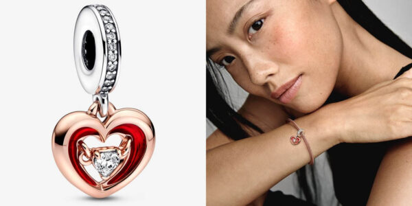 Charm colgante Corazón radiante en dos tonos