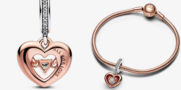 Charm colgante Corazón radiante en dos tonos