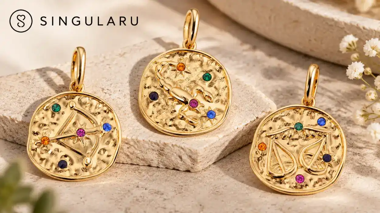 Charm Singularu Organic Colors Zodiaco bañado en oro de 18 kt