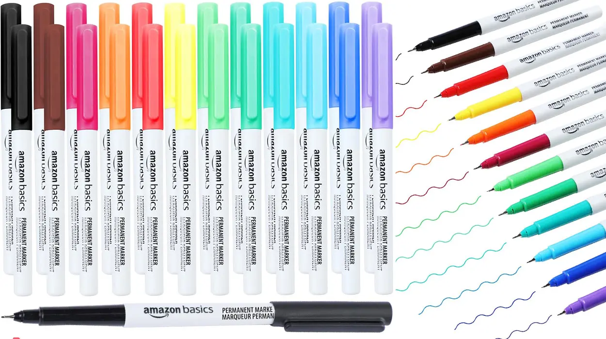 Chollo Set de 24 rotuladores permanentes Amazon Basics de punta ultrafina
