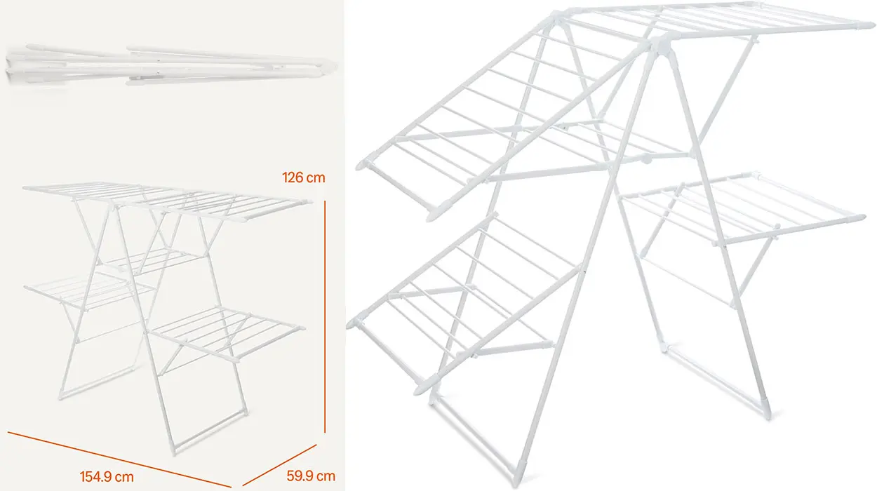 Chollo Tendedero plegable de metal Amazon Basics con 4 alas 