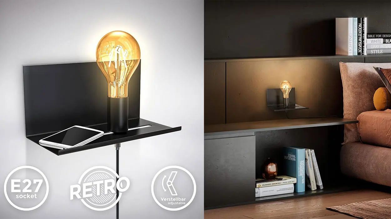 Chollo Aplique de pared B.K.Licht con estante
