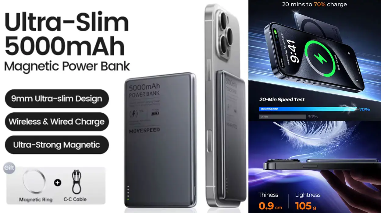 Chollo Batería portátil magnética slim MOVESPEED S05 de 5.000 mAh