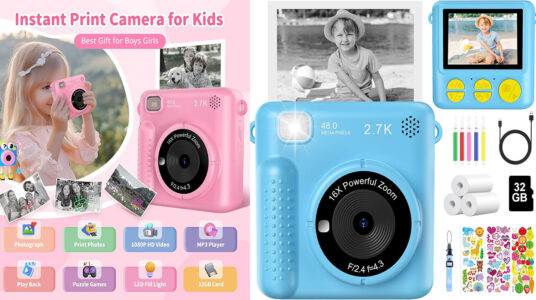 Chollo Cámara de fotos infantil HD con tarjeta de 32 GB y papel fotográfico