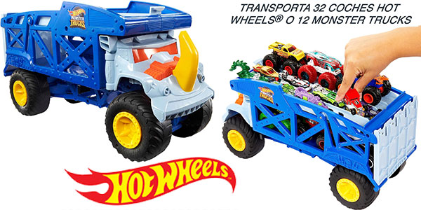 Chollo Camión de transporte Monster Truck Rhino Rig de Hot Wheels