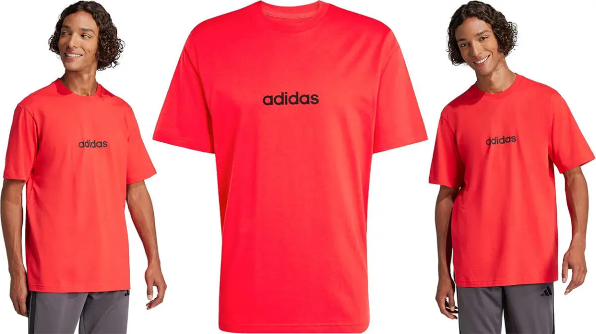 Camiseta Adidas Essentials Linear roja para hombre