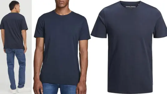 Camiseta básica lisa Jack & Jones azul marino para hombre