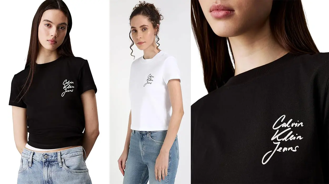 Chollo Camiseta Calvin Klein Slim Logo en 2 colores para mujer