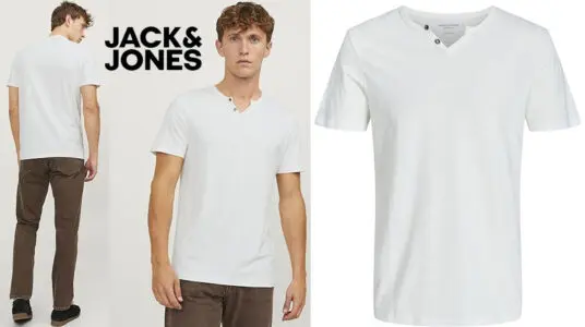 Chollo Camiseta Jack & Jones Melange Split en blanco para hombre