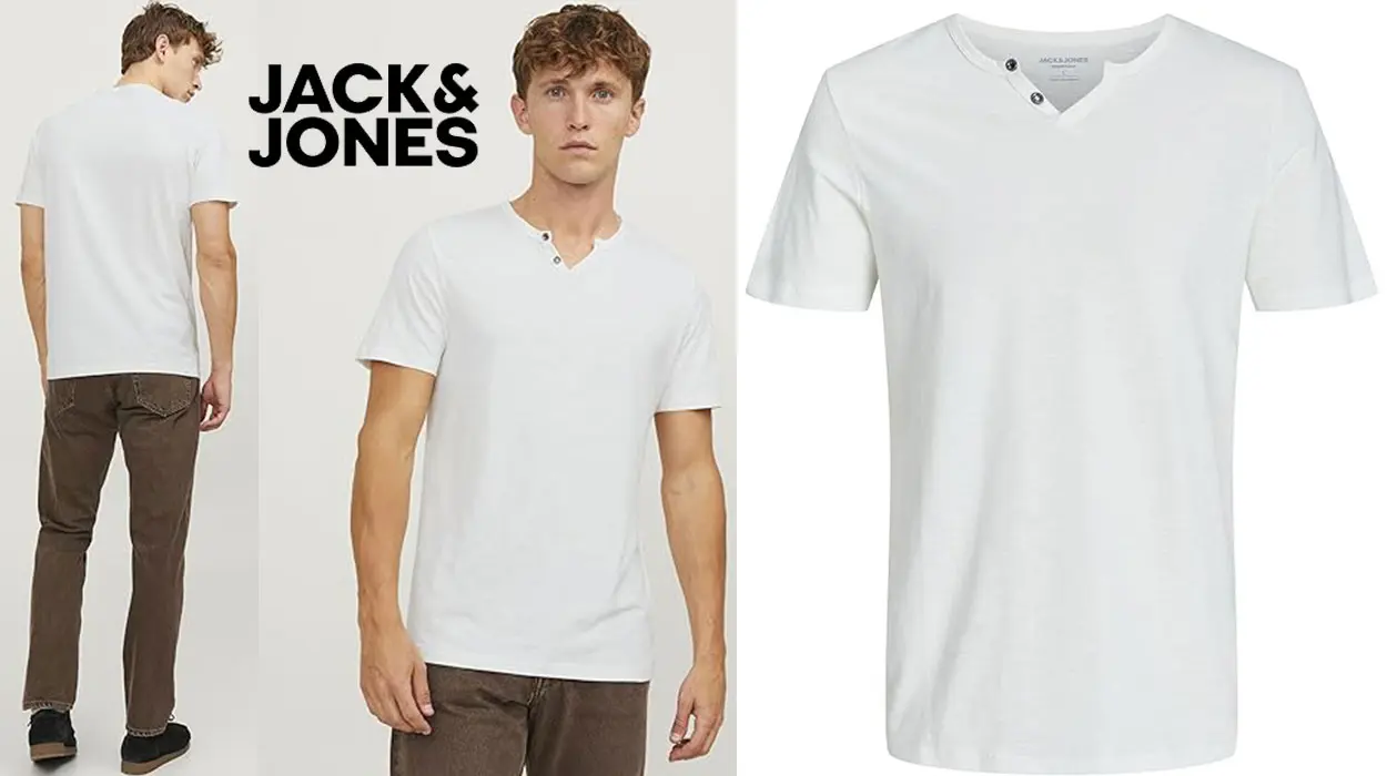 Chollo Camiseta Jack & Jones Melange Split en blanco para hombre