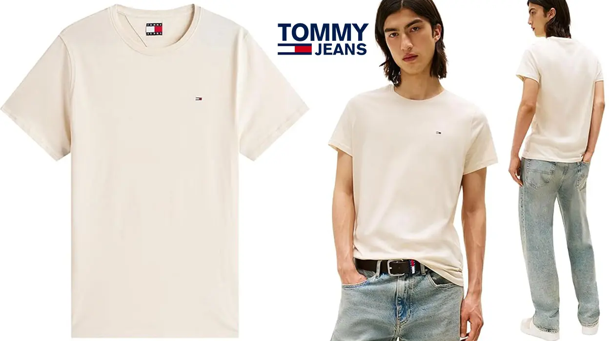 Chollo Camiseta Tommy Jeans beige para hombre