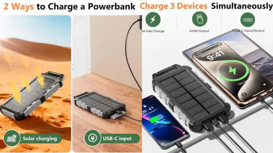 Chollo Batería externa solar WOWMVP de 26.800 mAh