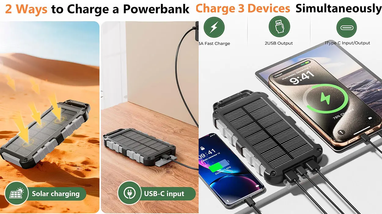 Chollo Batería externa solar WOWMVP de 26.800 mAh 