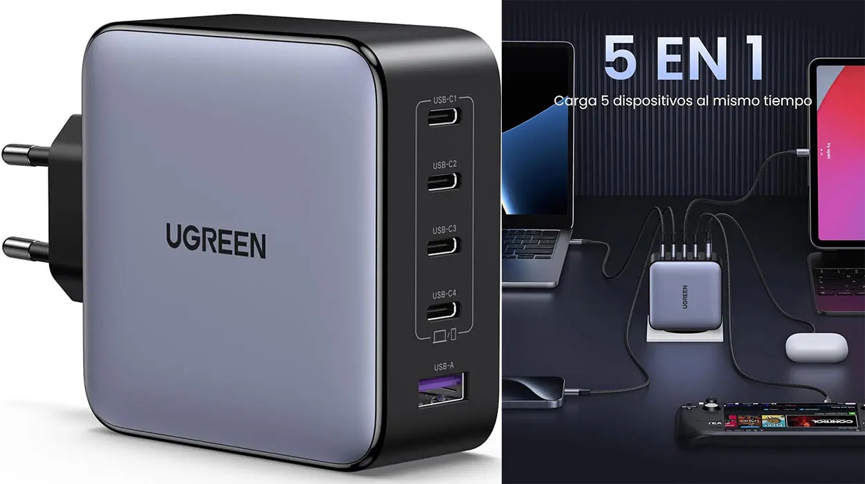 Cargador Ugreen Nexode de 5 puertos y 100 W