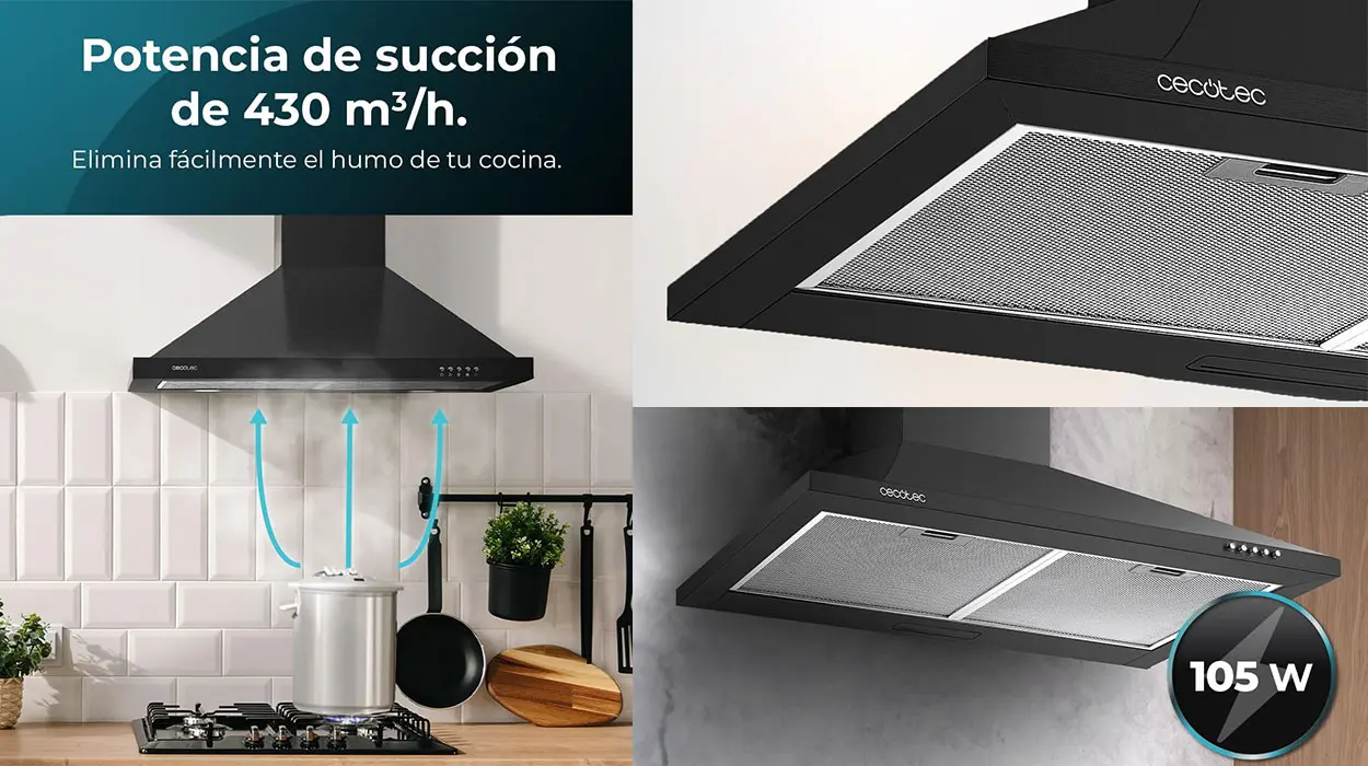 Chollo Campana extractora Cecotec Bolero Flux PM 604300 Black C