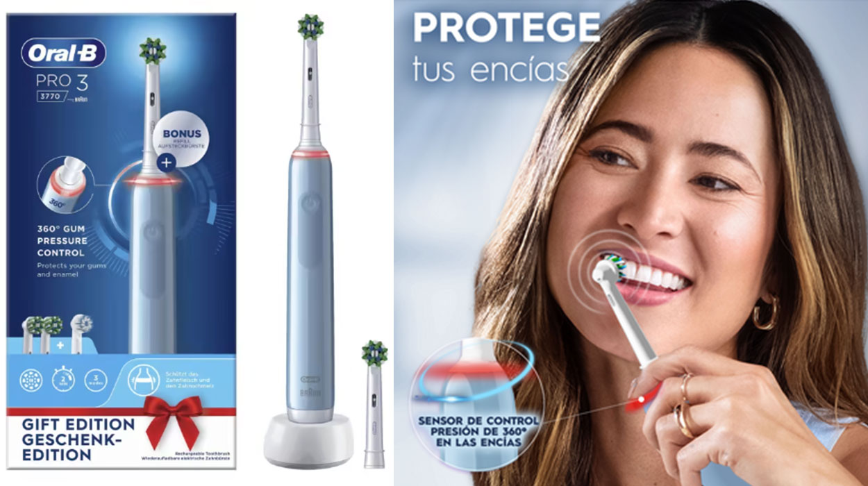 Chollo Cepillo de dientes eléctrico Oral-B Pro 3 con 2 cabezales 