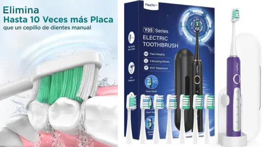 Chollo Cepillo de dientes eléctrico sónico Yteath Pro con 8 cabezales
