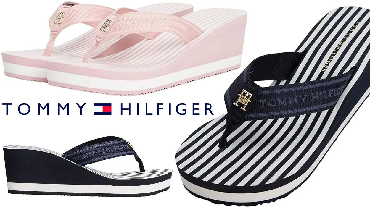 Chollo Chanclas de cuña Tommy Hilfiger para mujer en rosa o negro