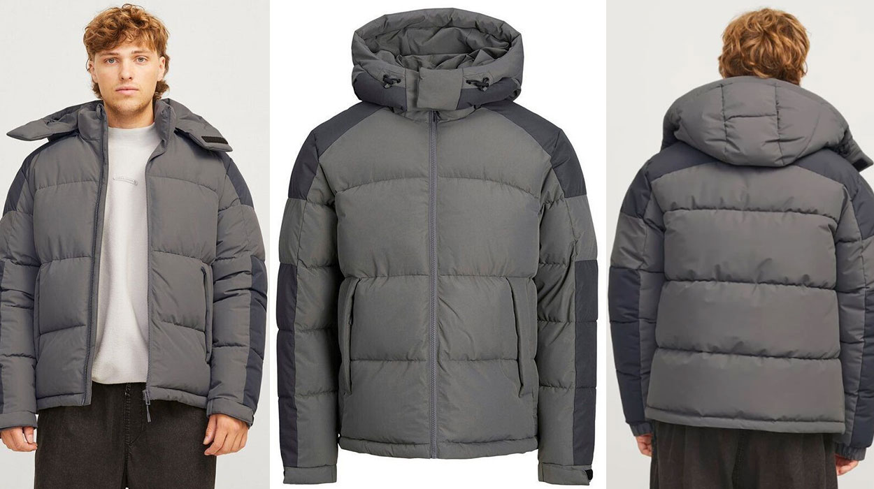 Chollo Chaqueta corta acolchada Jack & Jones Jcoaero gris para hombre 