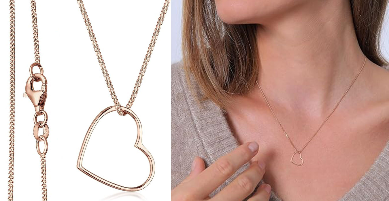 Collar con colgante de corazon Elli para mujer oro rosa