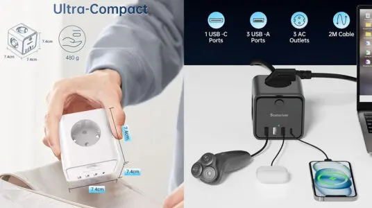 Chollo Cubo regleta Sameriver de 3 enchufes con USB