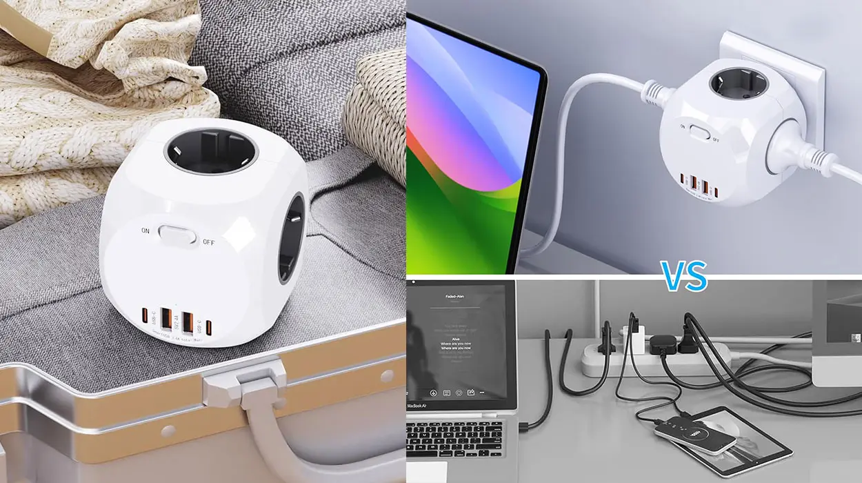 Enchufe múltiple de cubo 8 en 1 con USB barato