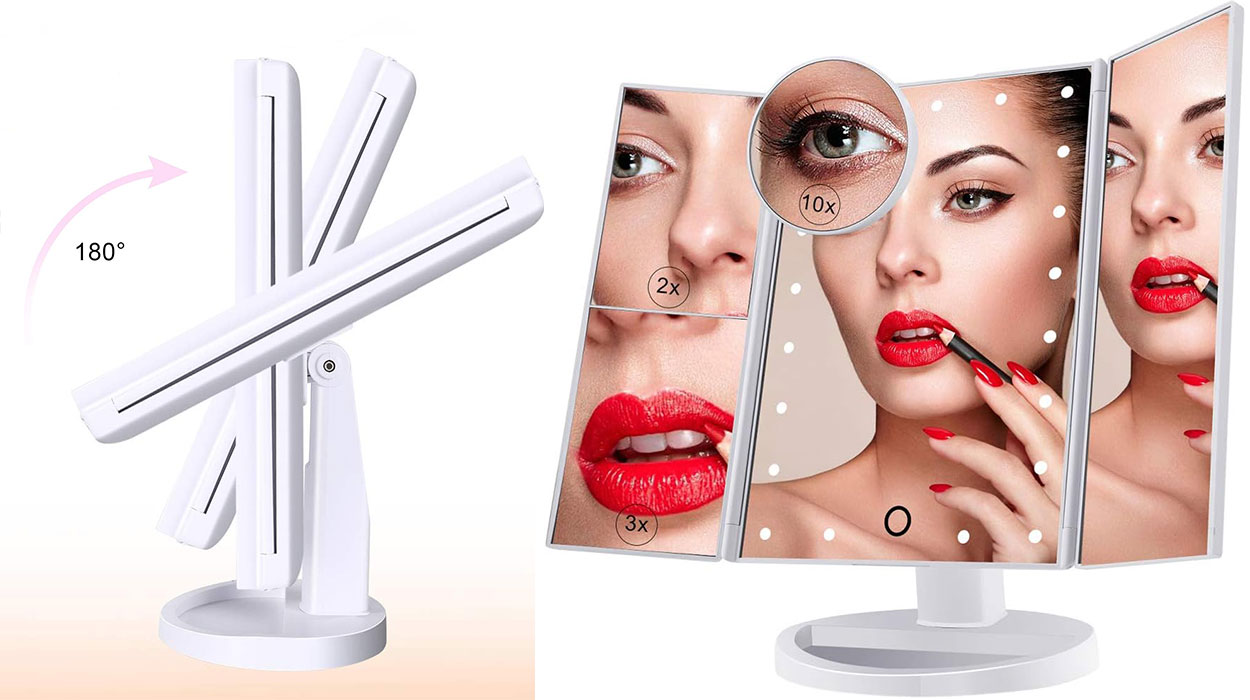 Chollo Espejo de maquillaje triple con luz