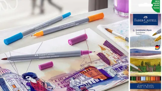 Chollo Estuche Faber-Castell con 6 marcadores duales Goldfaber Aqua