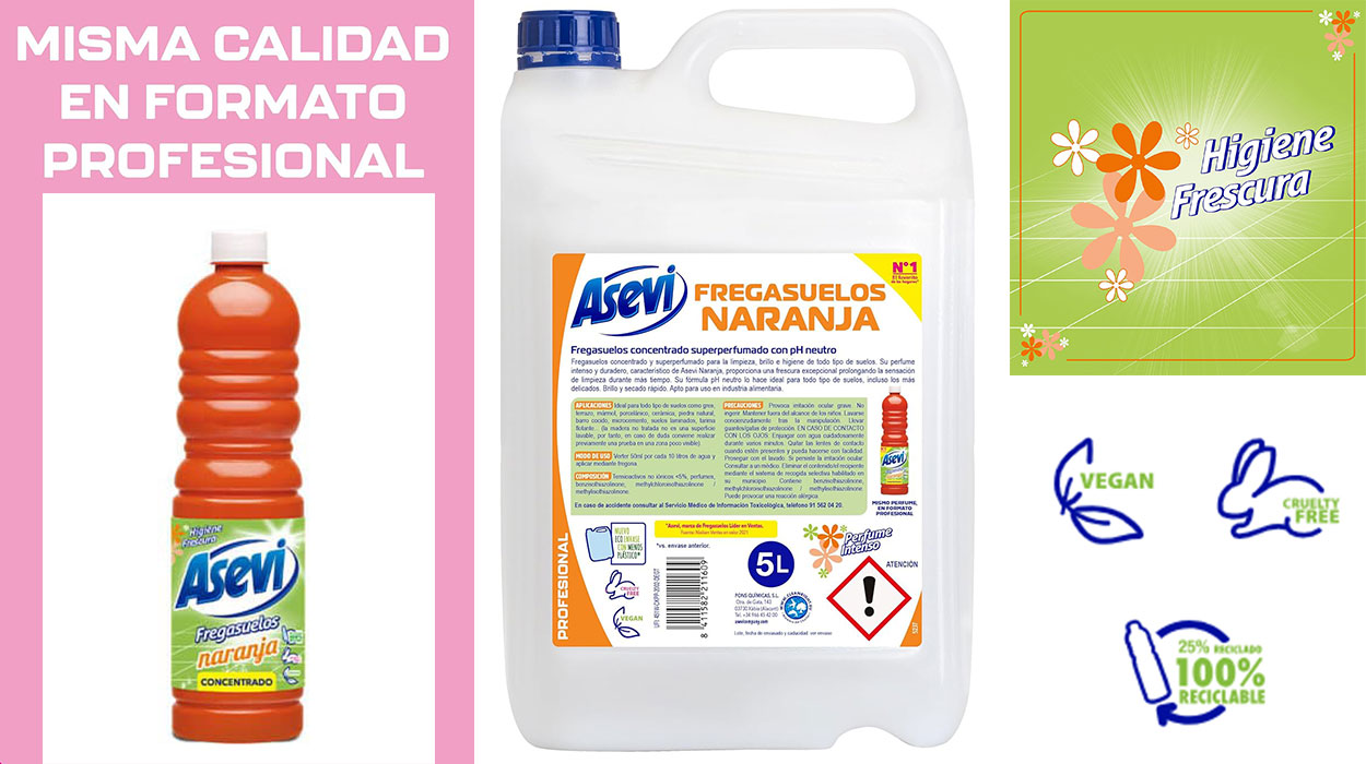 Chollo Friegasuelos Asevi Naranja de 5 litros 