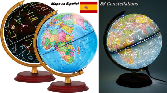 Chollo Globo terráqueo Exerz LED con mapa político y de constelaciones