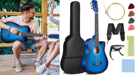 Chollo Guitarra acústica azul Cahaya