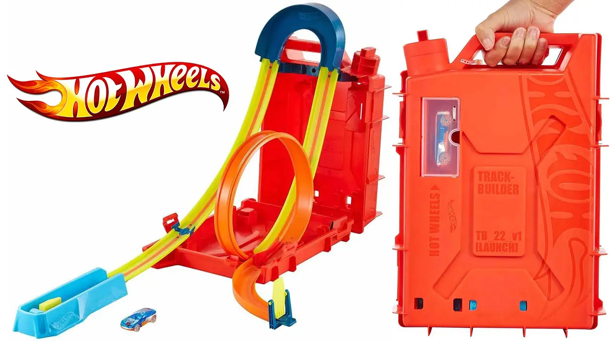Chollo Set Lata de gasolina Hot Wheels Track Builder con pista acrobática y un vehículo