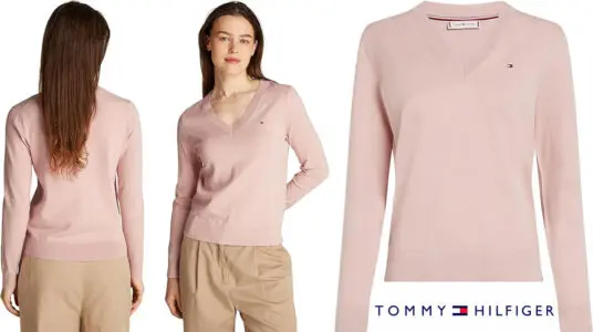 Chollo Suéter Tommy Hilfiger con cuello de pico para mujer