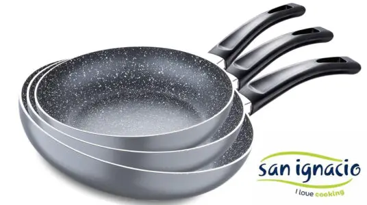 Chollo Juego de 3 sartenes antiadherentes San Ignacio Soul Marble de 16, 20 y 24 cm