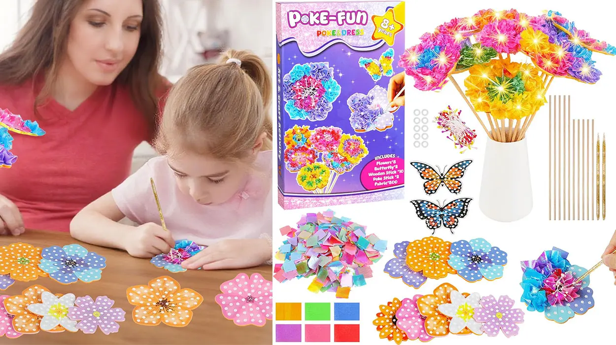 Juego de manualidades florales para niños