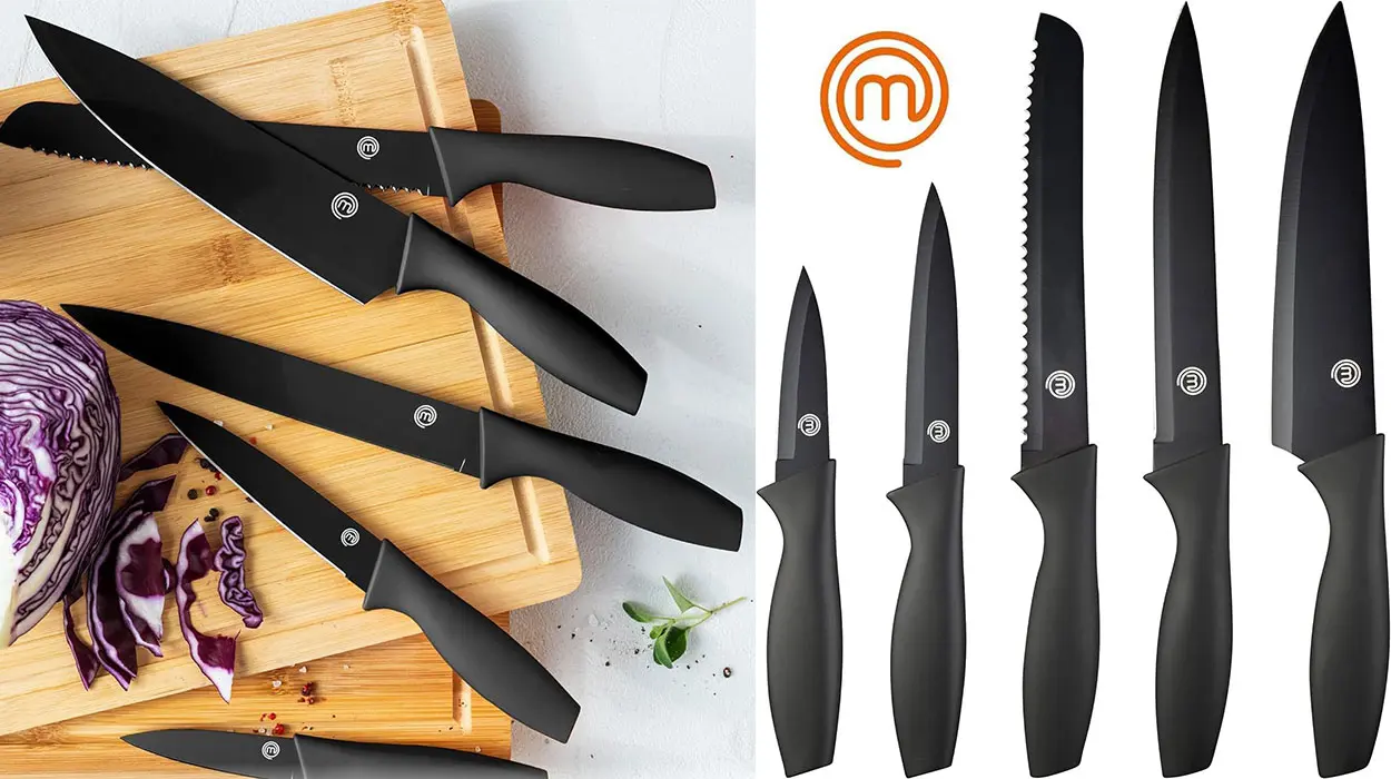 Chollo Set MasterChef de 5 cuchillos de cocina negros 