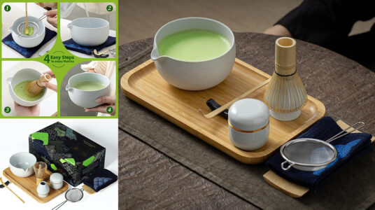 Chollo Juego de té japonés de 10 piezas con bandeja de bambú