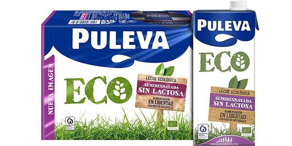 Chollo Pack x6 Leche Puleva Ecológica Semidesnatada Sin Lactosa de 1 litro