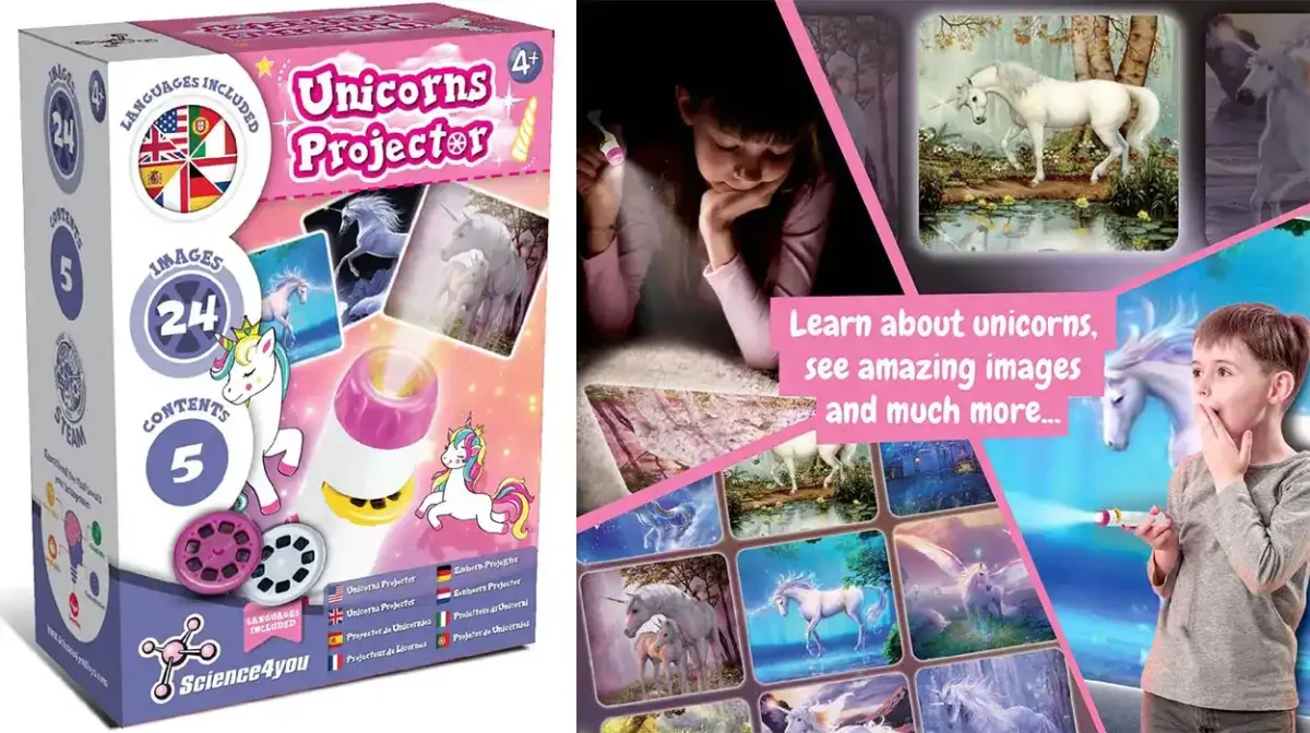 Linterna proyectora de unicornios Science4you para niños