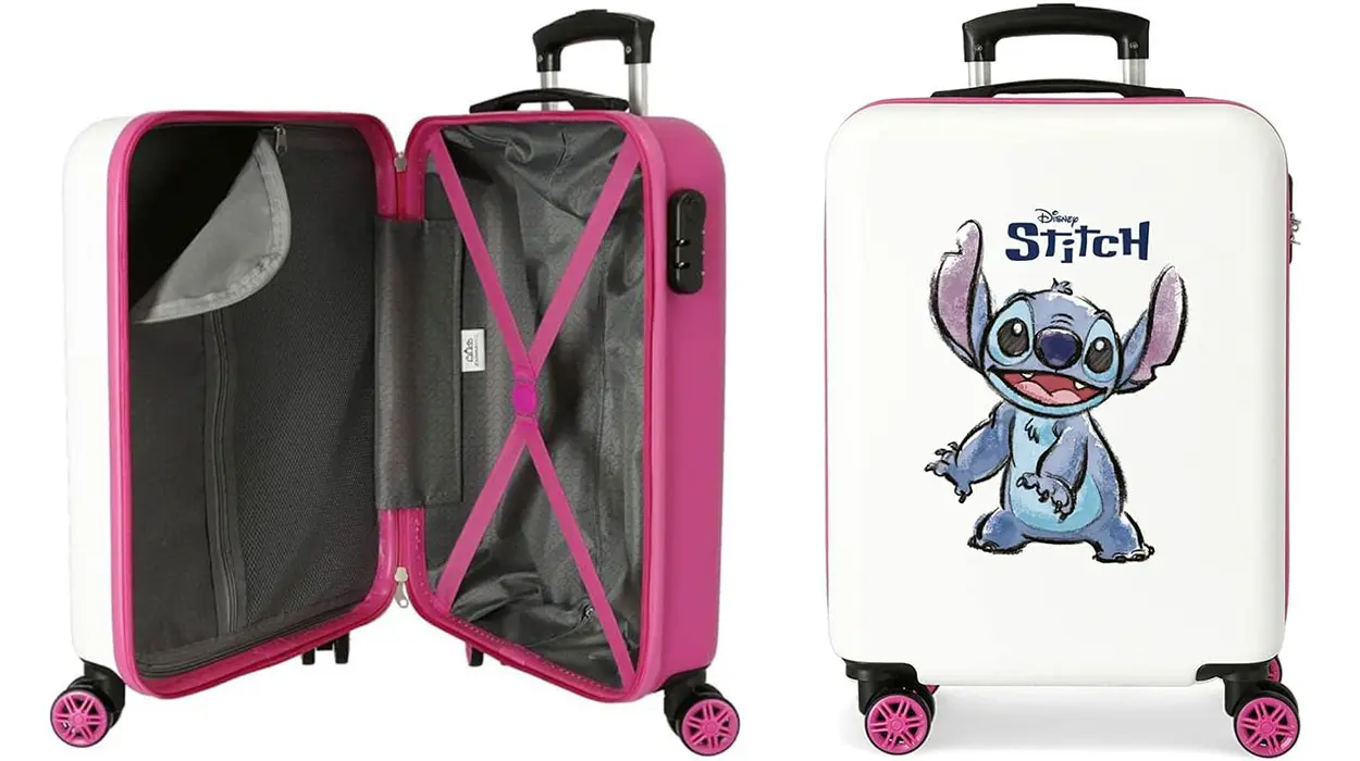 Chollo Maleta de cabina rígida Disney Stitch de 4 ruedas y 35 litros