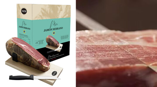 Chollo Mini jamón serrano Nico con jamonero y cuchillo