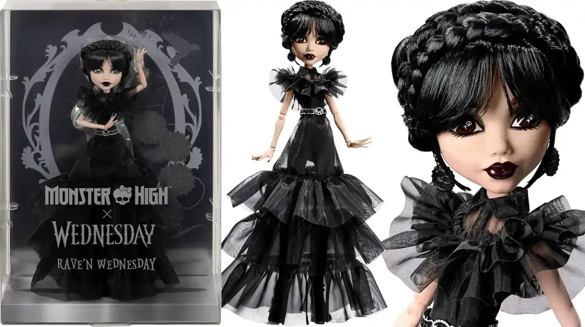 Muñeca Monster High Miércoles Addams con Vestido Cuervo