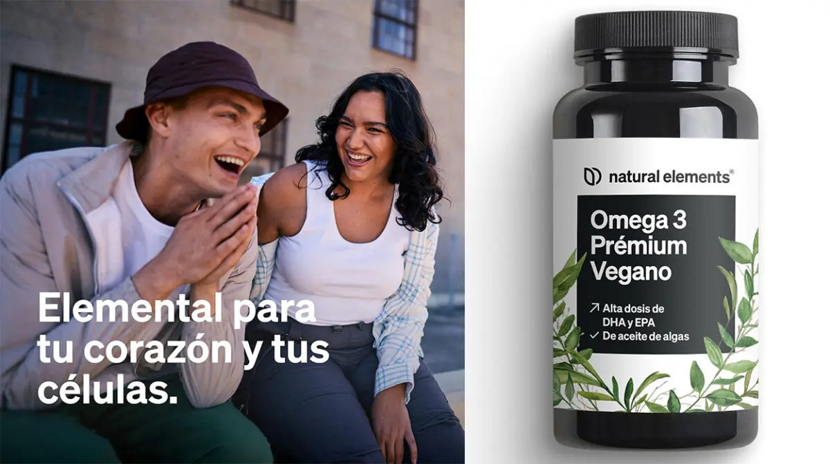 Suplemento Omega 3 Vegano Natural Elements de 60 cápsulas