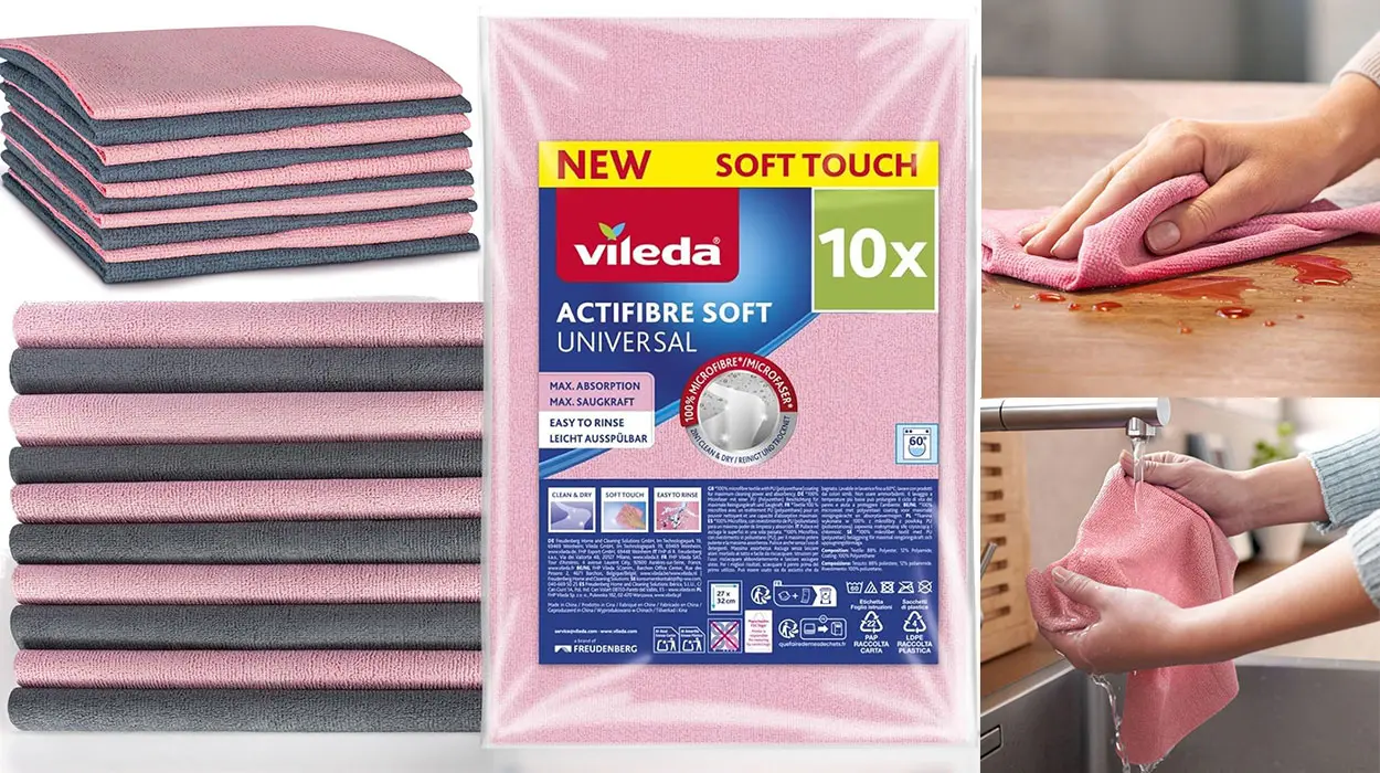 Chollo Pack de 10 bayetas de microfibra Vileda Actifibre Soft